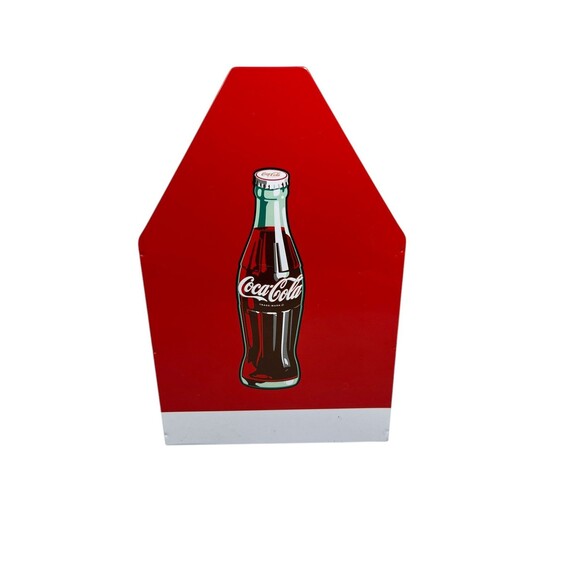 Coca Cola Coke Tin Napkin Utensil Condiment Holder Caddy NEW w/Tags 7.5” Tall - Picture 2 of 16
